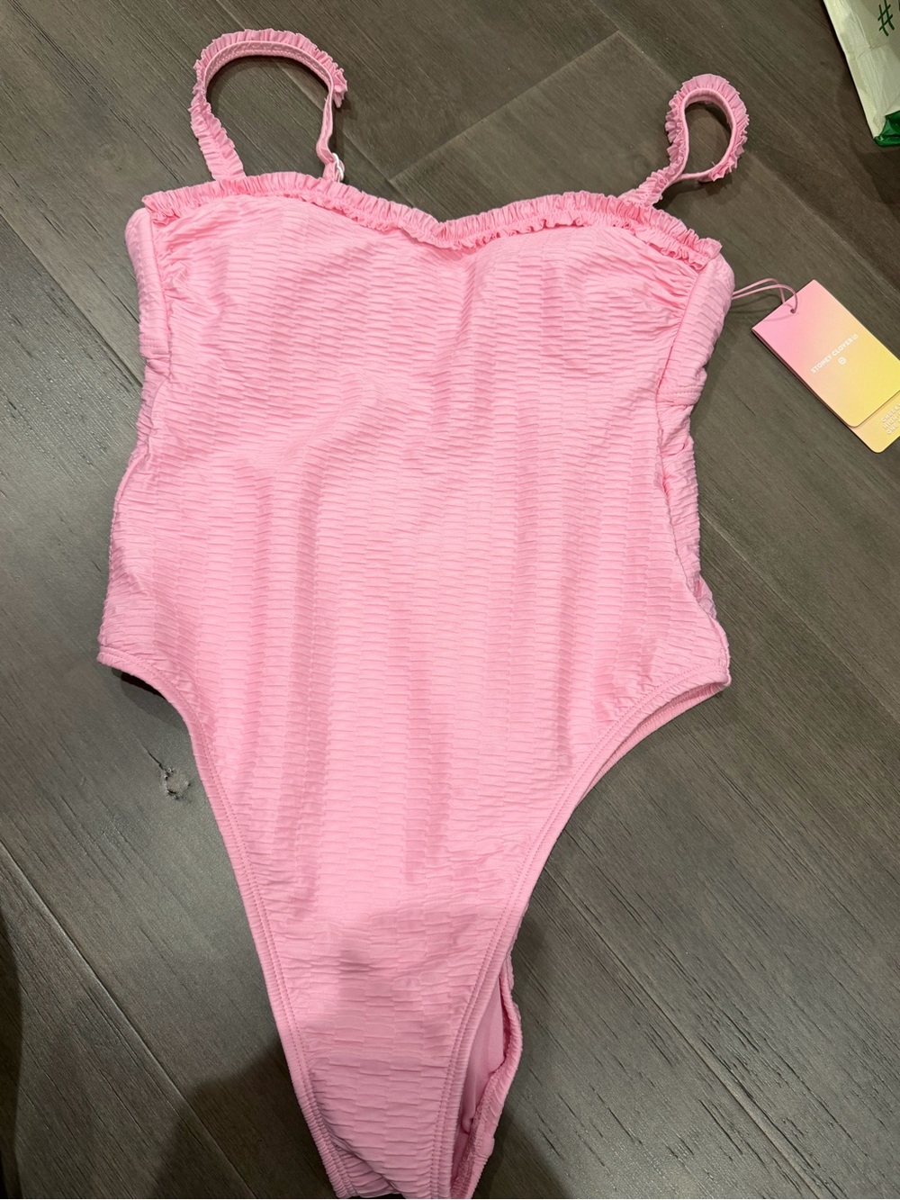 Stoney Clover Lane Pink Ruffled Strap One-Piece Swimsuit